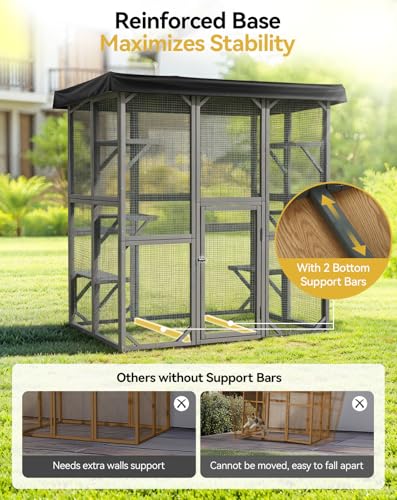 71inch Large Catio Outdoor Cat Enclosure with Weatherproof Cover, Perches and Condo, Walk in Cat House for Multiple Cats Outside PawGiant