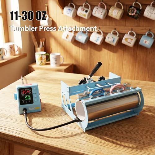Upgrade 15x15 Heat Press, 5in1 Set Heat Press Machine with 11-30oz Tumbler/Mug/Hat Press, 360° Swing Away Digital Shirt Press, Slide Out Sublimation heatspress for Beginners (15‘’X15‘’ Blue 5in1) AKEYDIY
