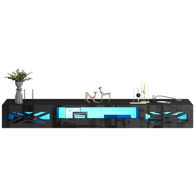 ANTISTA Floating TV Stand, 71" Floating Entertainment Center Wall Mounted,Floating Wall Mounted TV Shelf with Led Lights and Power Outlet,Modern High Gloss tv Cabinet Media Console with Storage