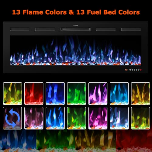VINEMOUNT 33" Smart Electric Fireplaces Inserts, Remote & Touch Screen & APP Control, Recessed & Wall-Mounted Fireplace Heater VINEMOUNT