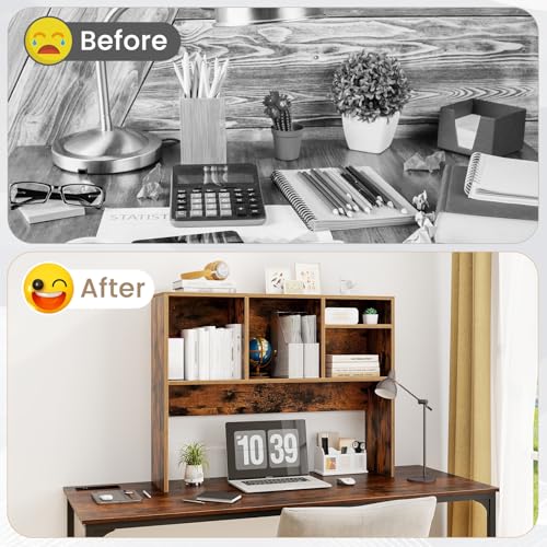 Tangkula Desktop Bookshelf, Countertop Storage Hutch with 4 Shelves for Computer Desk, Desk 2-Tier Display Rack, Multipurpose Wood Desktop Hutch Storage Organizer for Dorm Office Home Tangkula