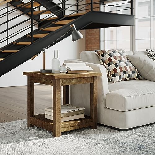 Jofran Reclamation Rustic Reclaimed Solid Wood Square End Table with Storage Shelf Jofran Inc.