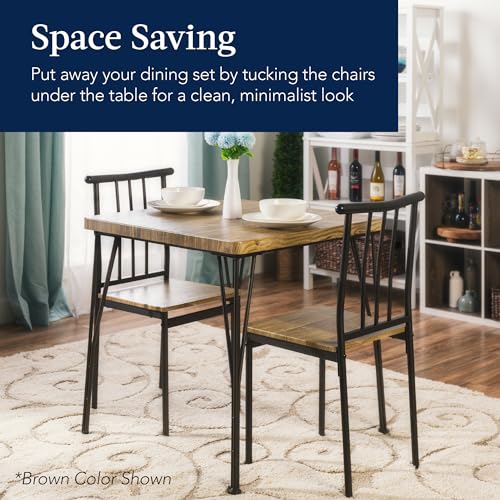 Best Choice Products 3-Piece Dining Set Modern Dining Table Set, Metal and Wood Square Dining Table for Kitchen, Dining Room, Dinette, Breakfast Nook w/ 2 Chairs - Dark Brown Best Choice Products
