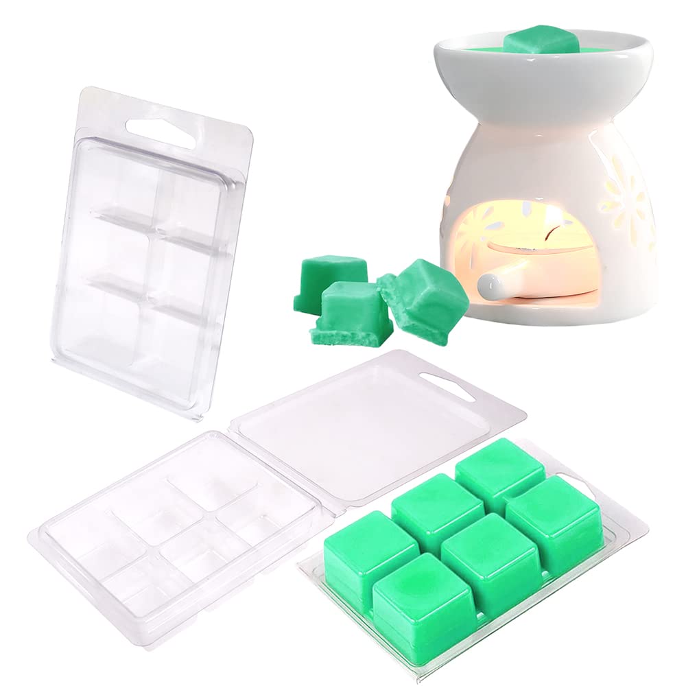 Wax Melt Molds 100 Packs Wax Melt Clamshells 6 Cavity Cubes Clamshells Clear Empty Plastic Cube Tray for Wickless Tarts Candles by DGQ DGQ