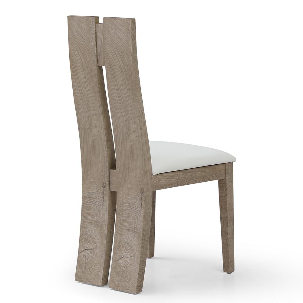 JURMALYN French Country Dining Chairs Set of 2 Wooden Dining Chairs, High Back Dining Chairs, Upholstered Dining Room Chairs Kitchen Chairs Armless Side Chairs with PU Cushion for Ding Room JURMALYN