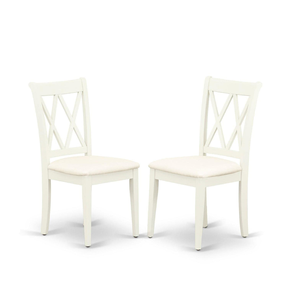 East West Furniture CLC-LWH-C Clarksville Kitchen Dining Chairs - Linen Fabric Upholstered Wood Chairs, Set of 2, Linen White East West Furniture