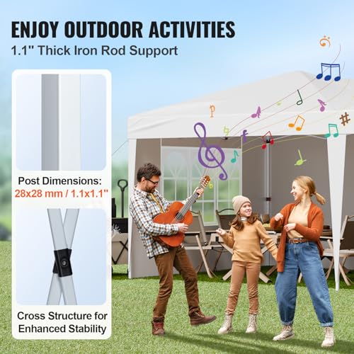 VEVOR Pop Up Canopy, 10 x 20 FT Instant Canopy Portable Gazebo with 3 Sidewalls & 2 Ventilated Windows, Height Adjustable Pop-Up Outdoor Shelter Tent for Events, Patio, Backyard, Party, Parking VEVOR
