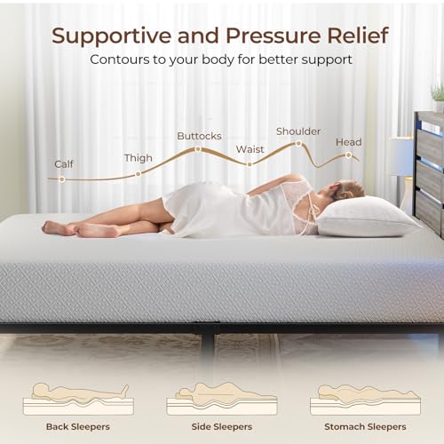 Rolanstar Twin Bed Frame with 6 Inch Gel Memory Foam Mattress, LED Metal Platform Bed with USB Charging & Storage Headboard, Black, CertiPUR-US Certified Mattress Rolanstar