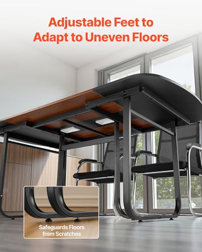 VEVOR Conference Table, 6 ft Oval Office Meeting Table for 6-8 Person, Modern Seminar Desk with Metal Legs, Large Meeting Desk for Office, Boardroom, Conference Room, Easy Assembly, Black & Brown VEVOR