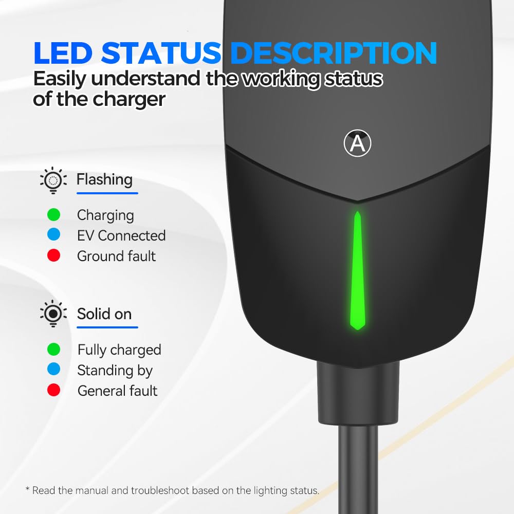 EVDANCE EV Charger Level 1/2 6-16A Adjustable, EV Chargers for Home with 25 FT J1772 EV Charging Cable, Electric Vehicle Charging Stations with NEMA 6-20 & 5-15 Plug, 110V-240V IP66 Waterproof EVDANCE