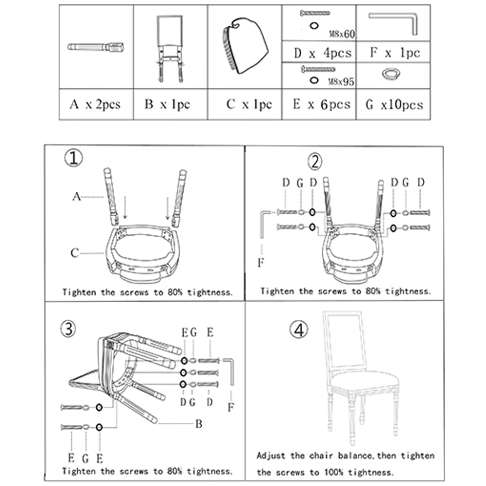 CangLong Farmhouse Dining Room Accent Chairs, Modern Distressed Bedroom Chairs with Square Back, Elegant Kitchen Chairs Side Chair, Set of 2, Fabric Back in Beige CangLong