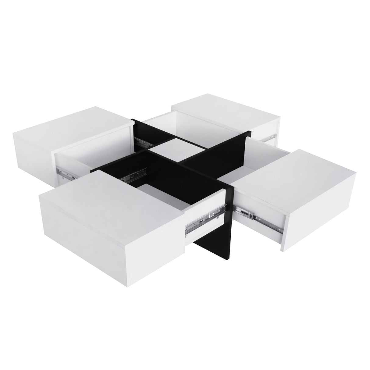 Merax Coffee Table, Modern Extendable Coffee Table with 4 Hidden Storage Compartments, UV High-Gloss Square Center Cocktail Table with Sliding Tabletop for Living Room, 31.5"x 31.5" (White) Merax