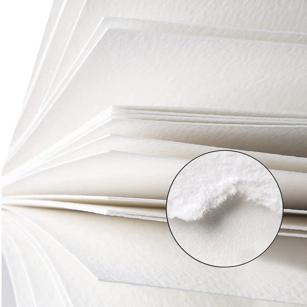 Watercolor Sketchbook,3.9x3.9 Inch Portable Square Mini Watercolor Notebook, 20 Sheets Tearable Watercolor Textured Drawing Papers, 300 GSM (140lb) Art Paper Sketchbook.White qianshan