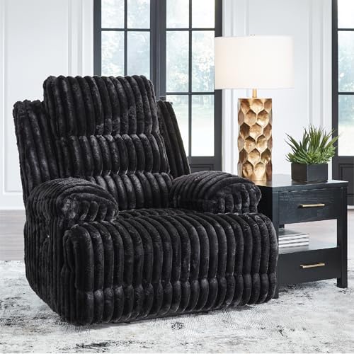 Signature Design by Ashley Higgesbee Modern Power Recliner with USB Port and Pillow-Top Armrest, Black