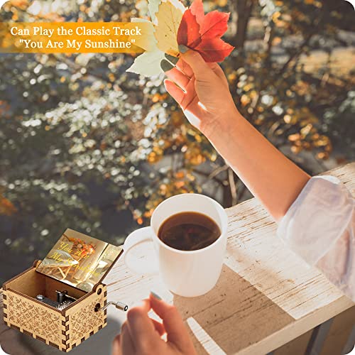 Personalized Music Box Custom Gift with Your Photo Text Wooden Hand Crank Music Box for Father's Day Mother's Day Valentine's Day Wedding Anniversary Boneker