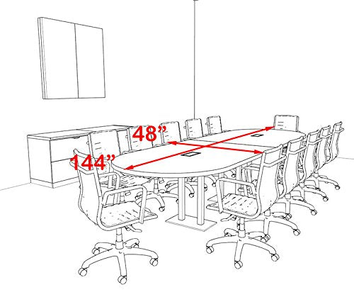 Modern Racetrack Steel Leg 12' Feet Conference Table, OF-CON-CM14 UTM Furniture