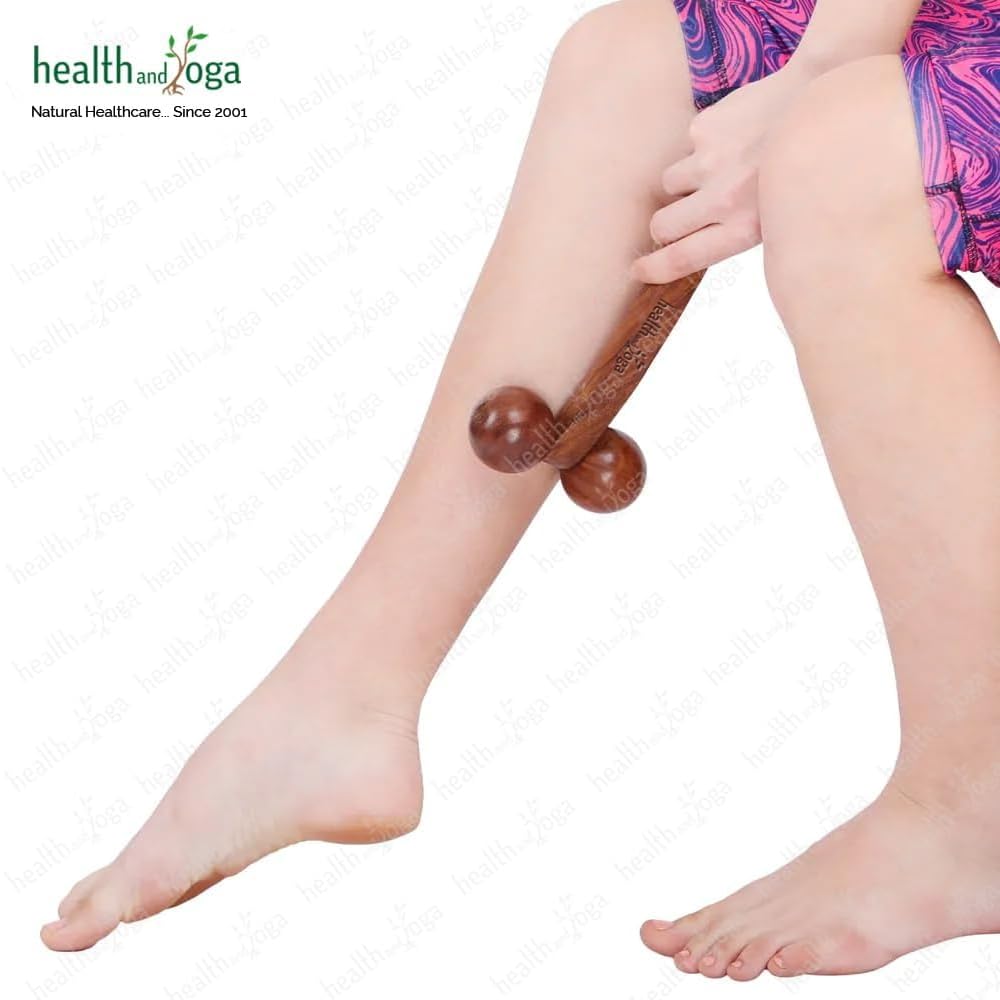 HealthAndYoga™ NatureSooth Wooden Massage Roller – Wood Therapy Massage Tools – Handheld Calf and Leg Massager, Back and Shoulder Massager and Full Body Massager SoulGenie