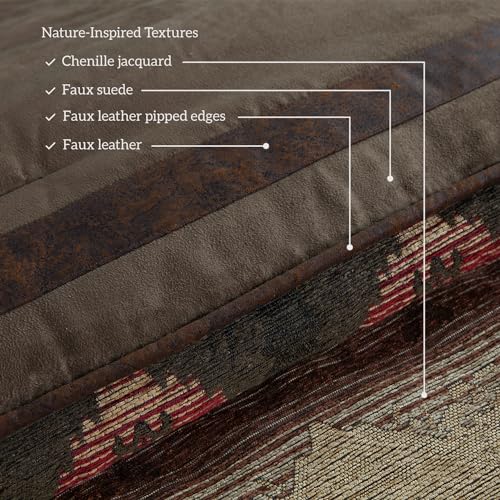 Paseo Road Sierra Western Bedding 7 Piece King Comforter Set, Faux Suede Chenille Jacquard Southwestern Bedding, Rustic Comforter Set with Bed Skirt, Shams, Accent Pillows H HIEND ACCENTS