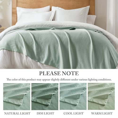 Madison Park Liquid Cotton Luxury Blanket Premium Soft Cozy 100% Ring Spun Cotton For Bed , Couch or Sofa, King, Sea Foam Madison Park