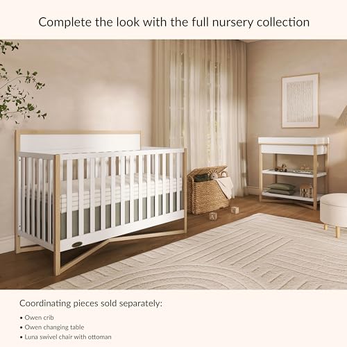Dream On Me Owen 5-in-1 Convertible Full-Size Baby Crib in Vintage White Oak, GreenGuard Gold & BSA, Converts to Toddler, Day, & Full-Size Bed Non-Toxic Paint, Safe Sleep Environment