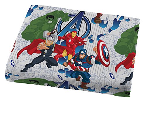 Marvel Avengers Blue Circle 5 Piece Full Bed Set - Includes Reversible Comforter & Sheet Set - Bedding Features Captain America & Iron Man - Fade Resistant Microfiber (Official Marvel Product) Jay Franco