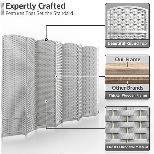Sorbus 8 Panel Room Divider 6 ft. Tall - Privacy Screen, Extra Wide Double Hinged Panels, Mesh Hand-Woven Design, Partition Room Dividers and Folding Privacy Screens, Wall Divider for Room Separation Sorbus