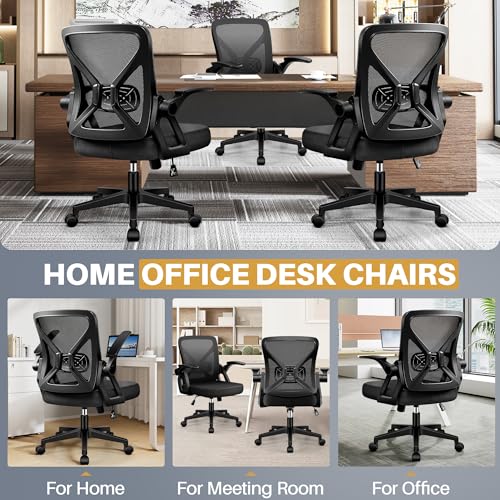 FelixKing Office Chair - Ergonomic Desk Chair Breathable Mesh Task with Wheels and Lumbar Support Home Desk Office Chairs with Flip up Armrest Rolling Swivel for Home Computer Black Pack of 6 FelixKing