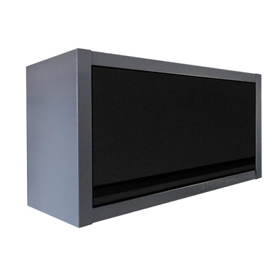 JZD Small Metal Wall Mounted Storage Garage Cabinet with Flip Up Door, Black & Grey
