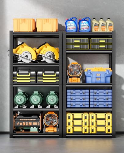Welfiya 39" W Garage Shelving,5-Tier Heavy Duty Shelving Unit,3000LBS Adjustable Metal Storage Shelves,Storage Rack Units for Industrie,Shed,Warehouse,Basement,Black,39" W x 18" D x 72" H Welfiya