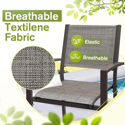 Homall Patio Dining Set 7 Pieces Outdoor Furniture Table and 6 Textilene Chairs, Light Grey Homall