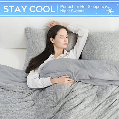 CHOSHOME Cooling Comforter Twin Size, Cooling Blanket for Hot Sleeper, Q-Max 0.45 Arc-Chill Cooling Fiber, Cool Soft Thin Breathable Summer Blanket for Bed, Couch, (60" x 90", Grey) CHOSHOME