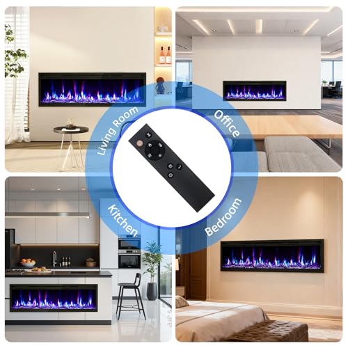 Garvee 60 in Electric Fireplace Inserts, 750/1500W Recessed and Wall Mounted Fireplace Heater with Remote Control, Adjustable Flame Color & Brightness, 9H Timer, Log & Crystal, Black Garvee