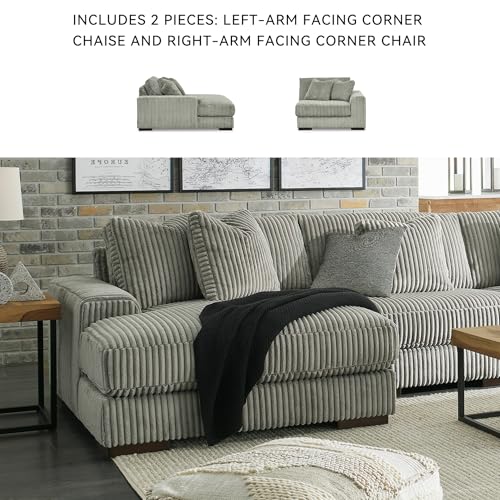 Signature Design by Ashley Lindyn Contemporary L-Shaped 2-Piece Sectional with Chaise for Living Room, Gray Signature Design by Ashley
