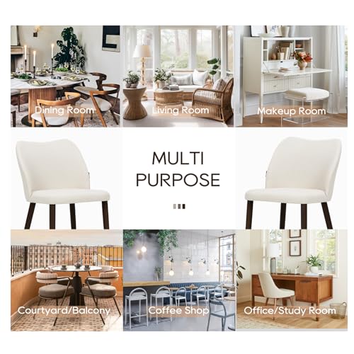 COLAMY Upholstered Dining Chairs Set of 4, Modern Fabric Dining Room Kitchen Side Chair with Padded Seat and Wood Legs for Restaurant/Cafe, Beige COLAMY