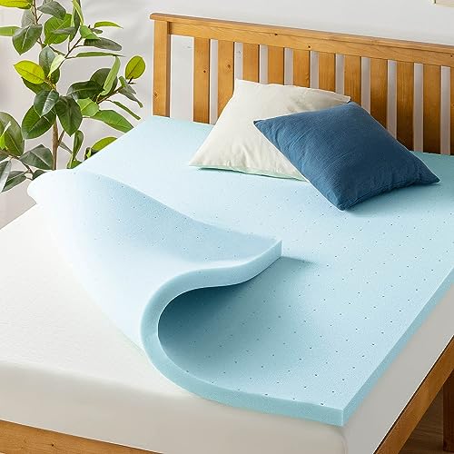 Best Price Mattress 1.5 Inch Ventilated Memory Foam Mattress Topper, Cooling Gel Infusion, CertiPUR-US Certified, Twin, Dorm Essentials, Blue Best Price Mattress