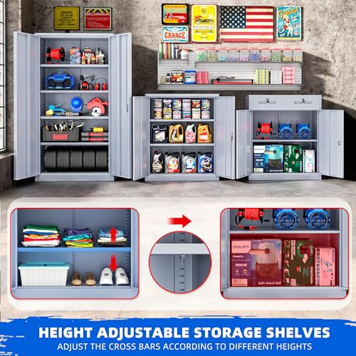 Greenvelly Metal Storage Cabinet with Doors and Shelves,Lockable Storage Cabinet for Office,36”Dark Gray Metal Utility Cabinet Garage Cabinets, Lockable File Cabinet for Home Office, Garage, Kitchen Greenvelly