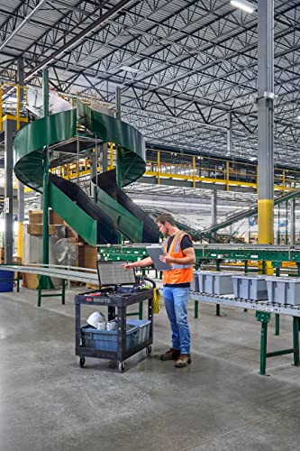 Rubbermaid Commercial Products 2-Shelf Utility/Service Cart, Medium, Lipped Shelves, Ergonomic Handle, 500 Lbs Capacity, for Rubbermaid Commercial Products