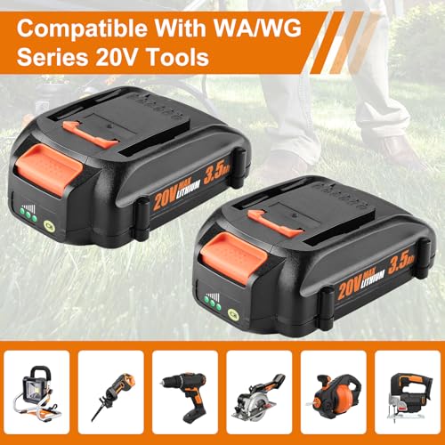 BECDXPal 2 Packs 3.5Ah Replacement for 20V Battery PowerShare Replacement Battery for 20V WA3520 WA3525 WA3575 WG890 WG891 Compatible with wa3525 Batteries 20V BECDXPal