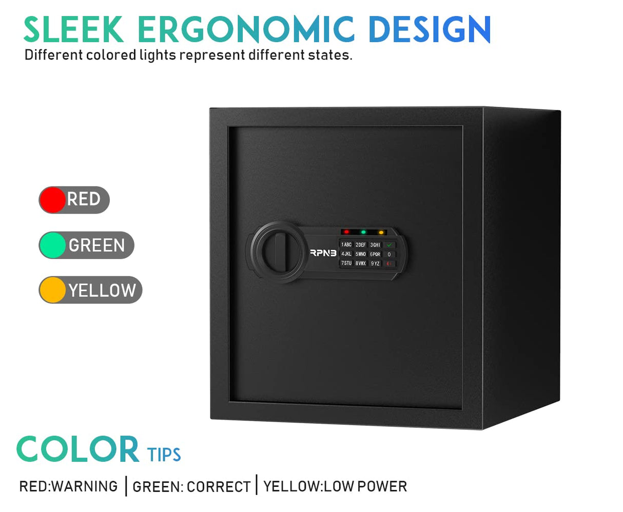 RPNB Deluxe Safe and Lock Box,Money Box,Digital Keypad Safe Box,Steel Alloy Drop Safe, Keypad Lock,Perfect for Home Office Hotel Business Jewelry Cash Use Storage,1.2 Cubic Feet RPNB