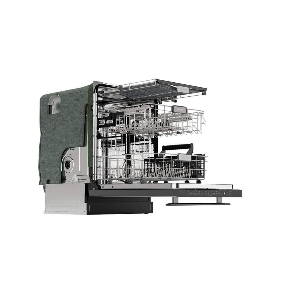 SHARP Slide-In Dishwasher, Stainless Steel Finish, 24" Wide, Soil Sensors, Premium White LED Interior Lighting, Smooth Glide Rails, Heated Dry Option, Responsive Wash Cycles, Power Wash Zone Sharp