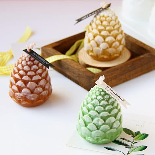 8 pcs Silicone Candle Making Molds Set, 3D Silicone Mold, Pumpkin Christmas Tree Pine Cone Yarn Ball Bubble Cube Soap Baking Desser Soy Wax Candle Mold, DIY Scented Candle (with 100pcs Wax Core)