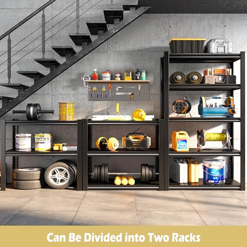 REIBII Garage Storage Shelves Heavy Duty Garage Shelving 72" Adjustable Metal Shelves for Storage 5-Tier Garage Shelves Heavy Duty 2050LBS Basement Kitchen Pantry Shelving Utility Shelves, 3 Pack REIBII
