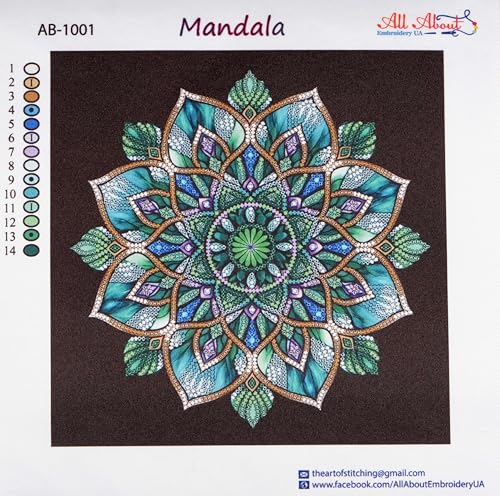 AllAboutEmbroideryUA Bead Embroidery kit Mandala AB-1001 Beaded Cross Stitch kit