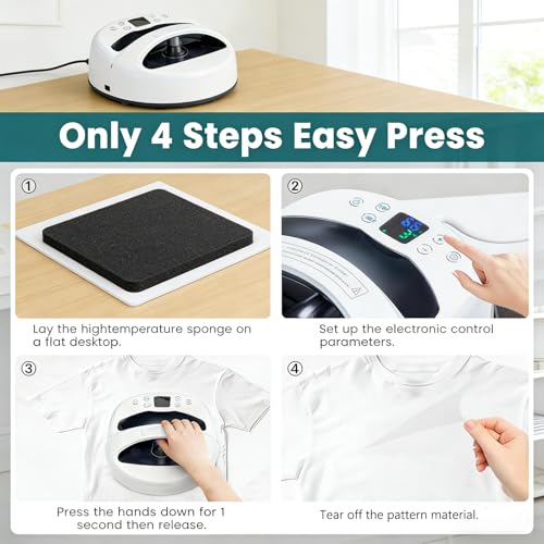 9" x 12" Heat Press Machine for T-Shirts, Portable Mini Heat Press with LED Display, Wide Temperature Control 32°F–450°F for HTV Vinyl and Fabrics, Ideal for Home and Professional Craft Projects Simple Deluxe