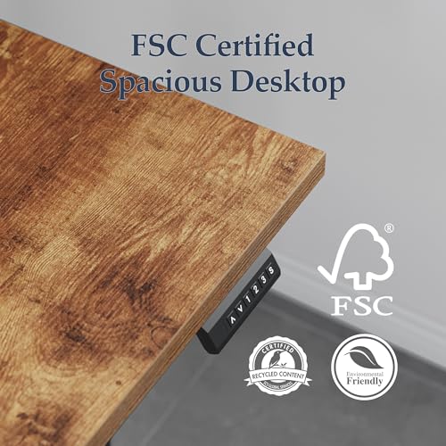 Klicelor L Shaped Standing Desk 63 x 55 Inch, Electric Height Adjustable Corner Desk for Home Office Workstation, Ergonomic Sit Stand Computer Table with Memory Controller, Rustic Brown Klicelor