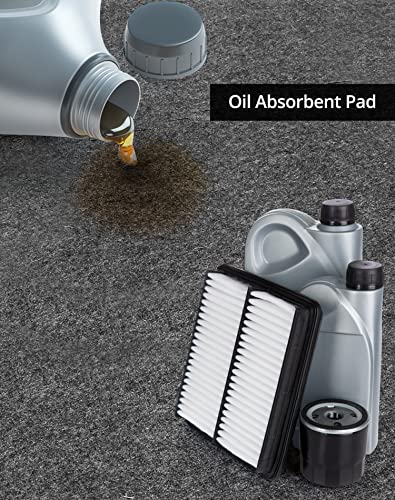 QWORK Oil Absorbing Pad Garage Floor Mats, Over Large 8.5' x 6' Reusable/Washable Oil Spill Mat Parking Mats, Protect Floor from Drips, Stainls, Spills & Splashes, Black, 1 Pack QWORK