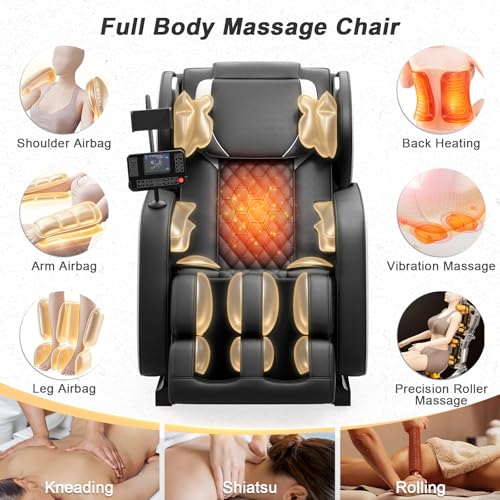 Megashock SL Track 2026 Massage Chair Full Body, Zero Gravity Massage Chair with Back Heat, 12 Fixed Rollers, Foot Massage, Airbag Massage and Bluetooth Speaker for Home and Office Megashock