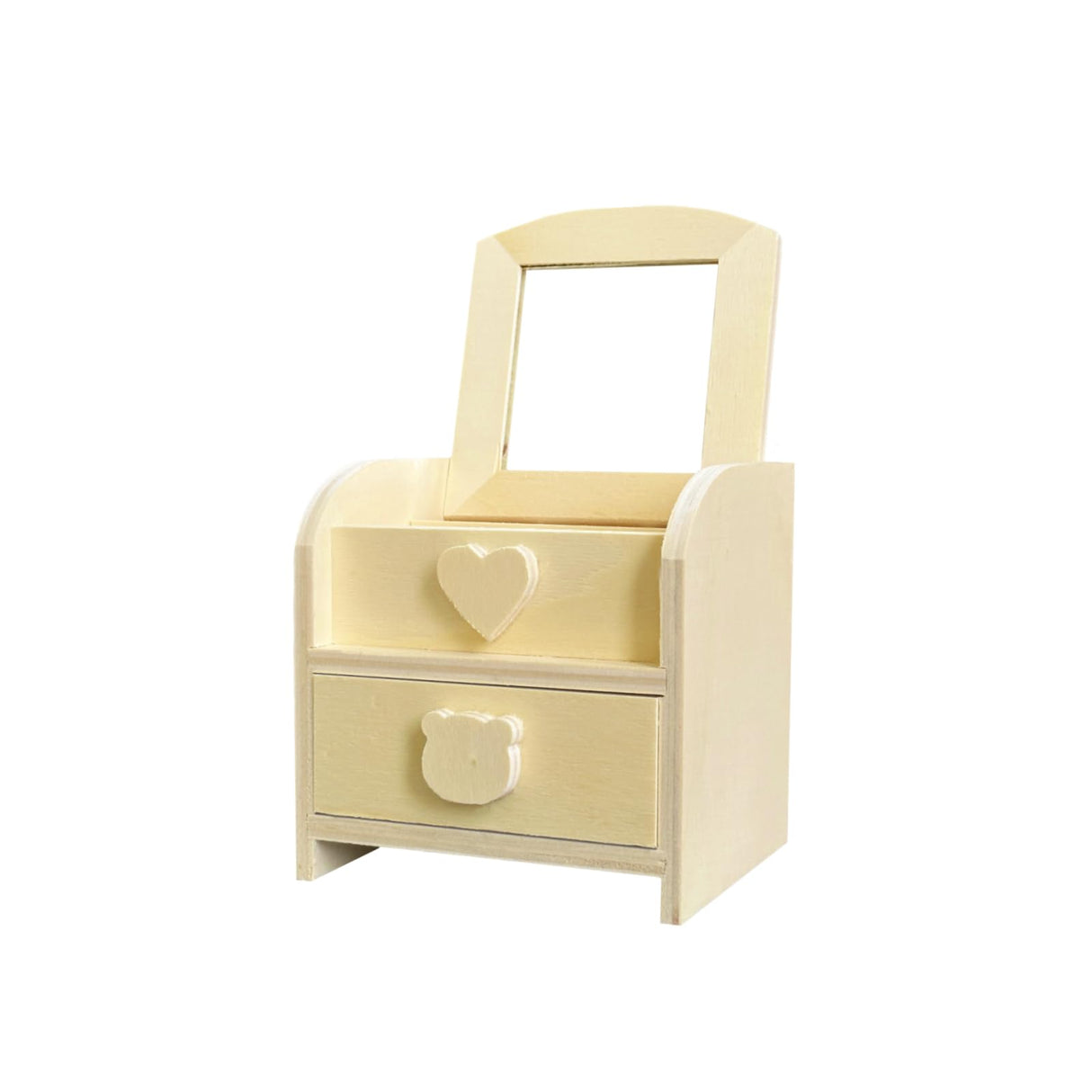 HAN SHENG Wooden Jewelry Organizer Box with Mirror Jewelry Storage Case Small Jewelry Box Gift Box Unfinished Wood Craft Storage Container for Necklace Earring Rings Storage HAN SHENG