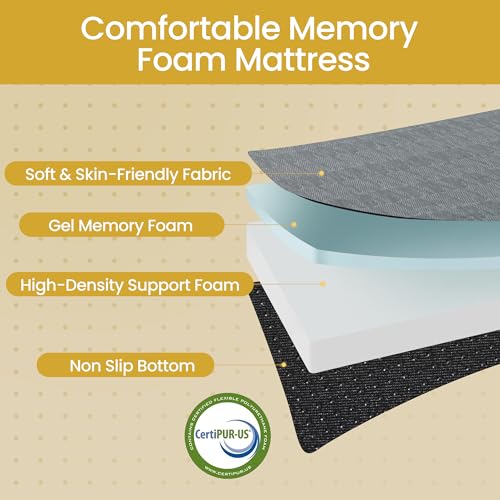 Tri Folding Mattress Twin Size - 6 Inch Dual-Layer Memory Foam Foldable Mattress Portable Futon Sofa Bed with Removable Washable Cover, Handle & Non-Slip Bottom for Guest, Camping, RV, Yoga, Home Use feliz home