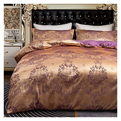 Bedding Set Luxury Satin Bedding Set 2/3PCS Neoclassical Style Jacquard Duvet Cover Set 1 Quilt Cover + 1/2 Pillowcase Single Twin Full Queen King Size Full bed set ( Color : A , Size : US-Queen 228X2 HASMI